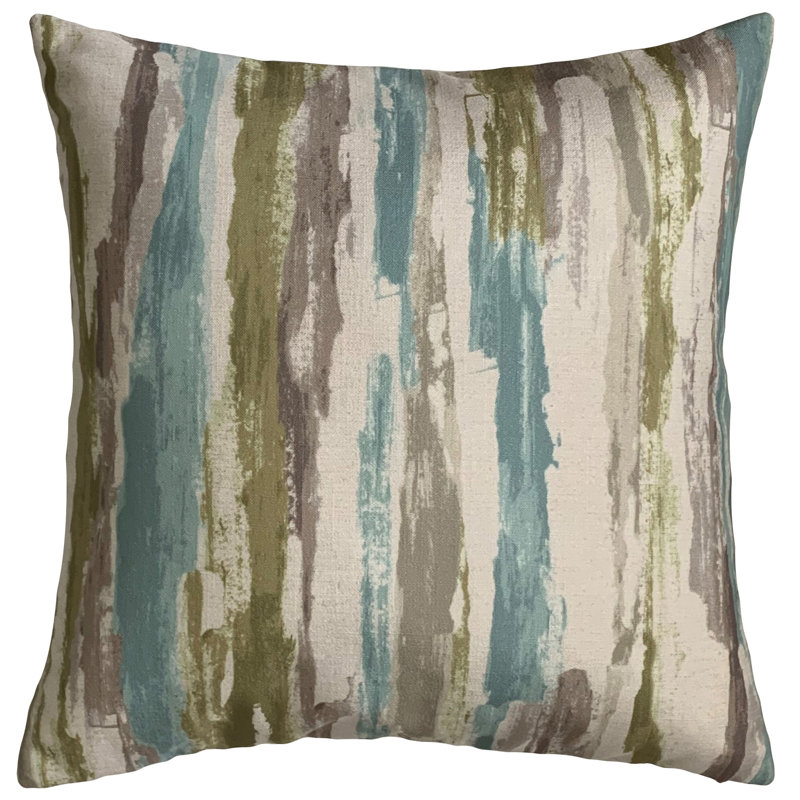 Abstract Reversible Throw Pillow, 26" x 26", Aqua /Cream