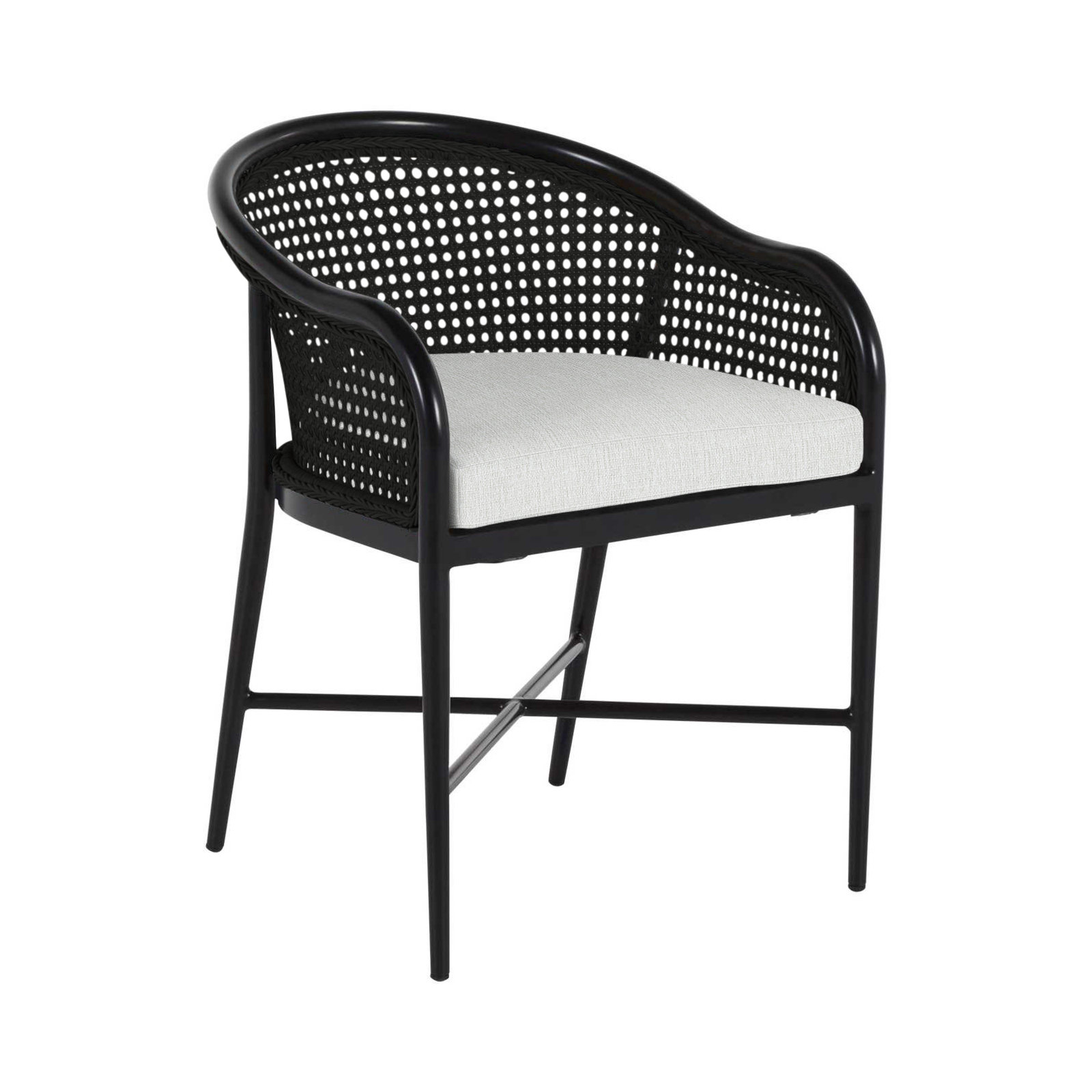 Havana Cane N-Dura Resin Wicker Outdoor Arm Chair, No Welt, Black, Bali Pearl