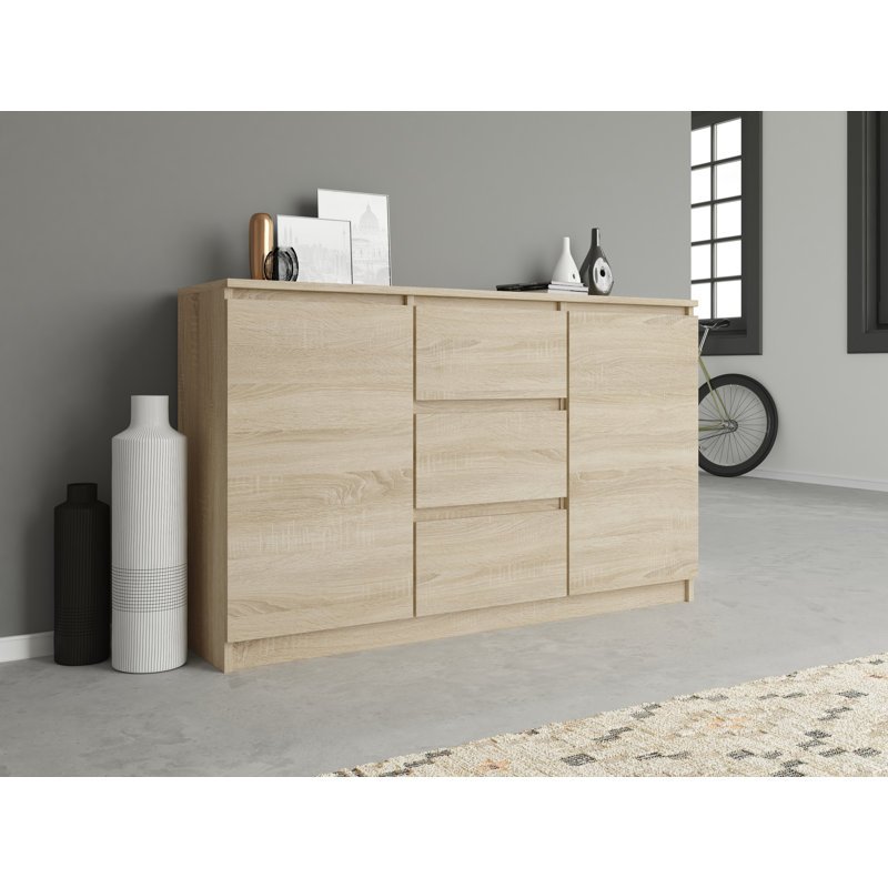 Lecuyer 3 Drawer Chest, Sonoma Oak