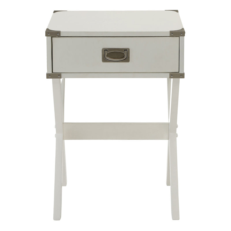 White 1-Drawer Storage End Table For Bedroom Or Living Room | Gift Idea, White, 24" H x 18" W x 16" D
