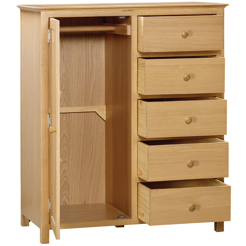 Bankey 1 Door Solid Wood Wardrobe