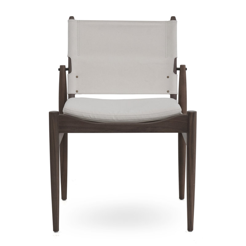 Journey Upholstered Dining Chair, Canvas Natural, Natural Wanut