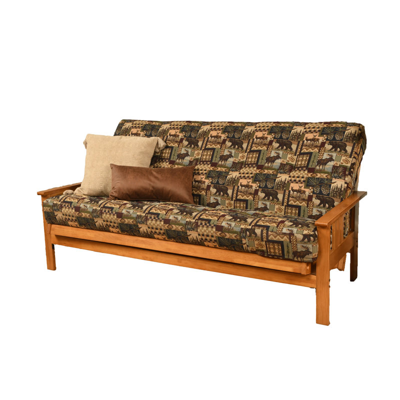 Johnte Full-Size Futon Frame and Full-Size Innerspring Mattress, À ressorts, Chalet de Pierre le Grand, Noyer cendré