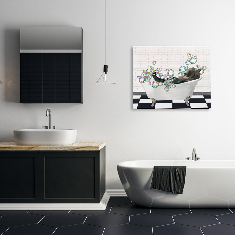 Conception d'art sur toile Stupell Industries Bear in Bubble Bath par Amelia Noyes, H 30 po x l 40 po x P 1,5 po