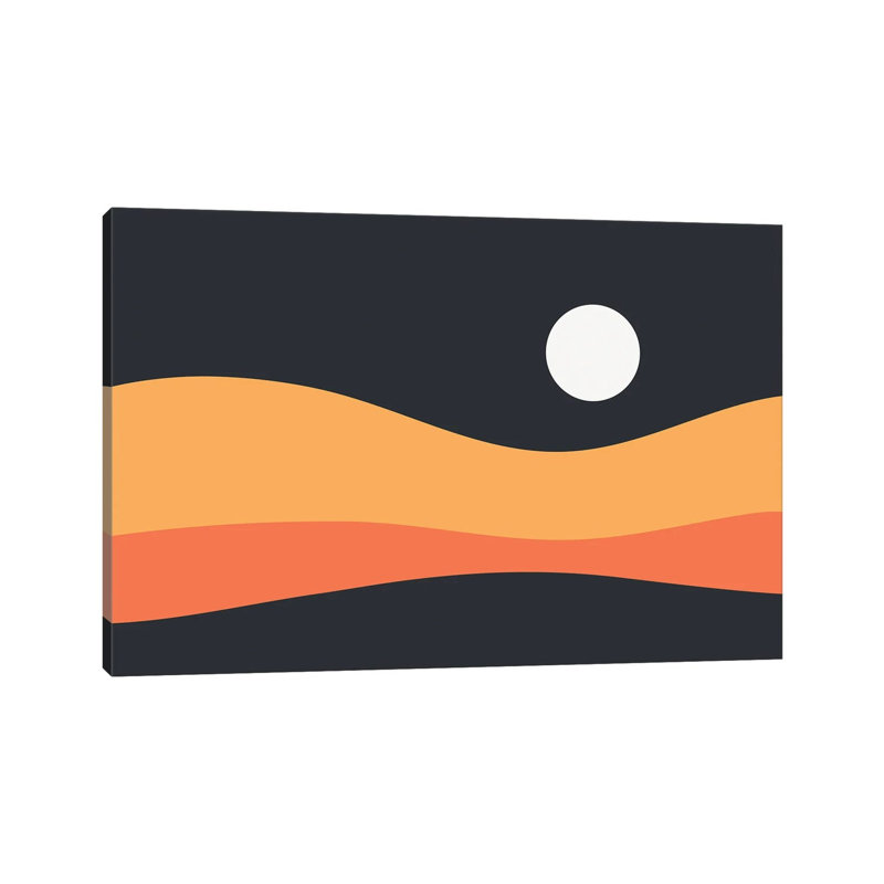 Print on Canvas, 20.32 cm H x 30.48 cm W, Grey/White/Orange, Wrapped Canvas
