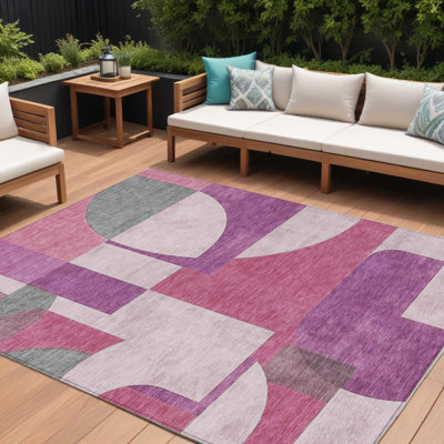 Tapis intérieur / extérieur lavable et géométrique 8 pi x 10 pi Fabre