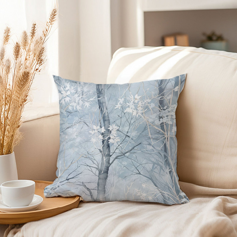 Holiday Blue Winter Forest Trees I Modern, 18"H x 18"W
