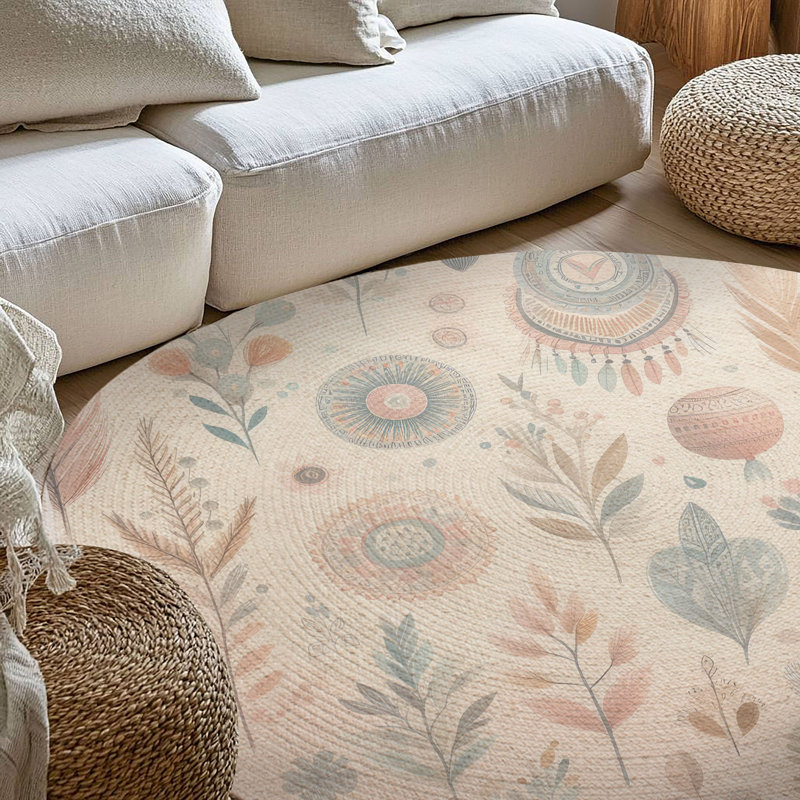 Subtle Boho Vibes Braided Rug, Round 5'