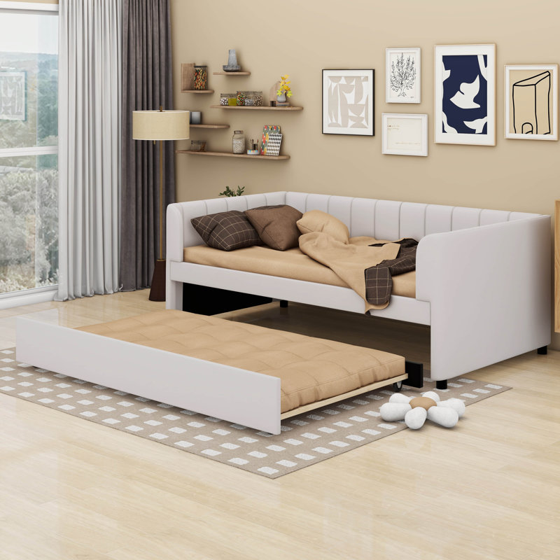 Lit de jour simple rembourré avec dossier ergonomique et lit gigogne
