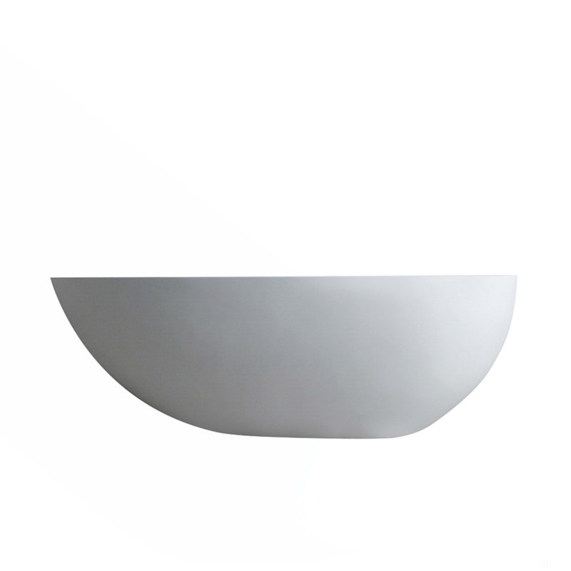 59" Luxury Handcrafted Stone Resin Freestanding Soaking Bathtub With Overflow In Matte White, Matte White