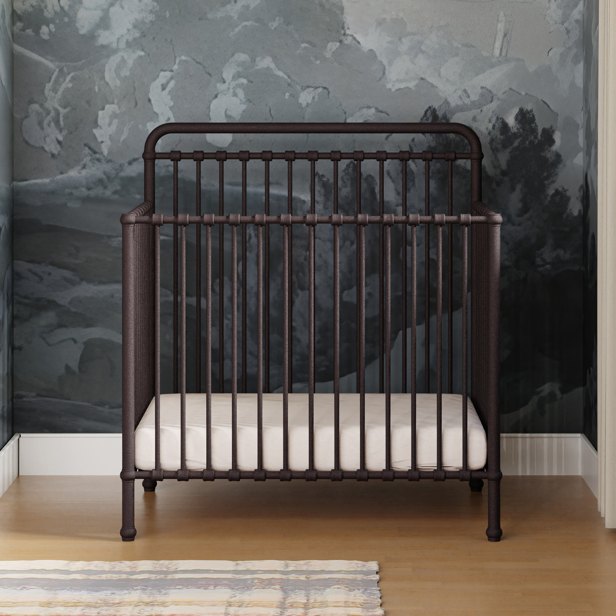Winston 4-in-1 Convertible Mini Crib, Vintage iron