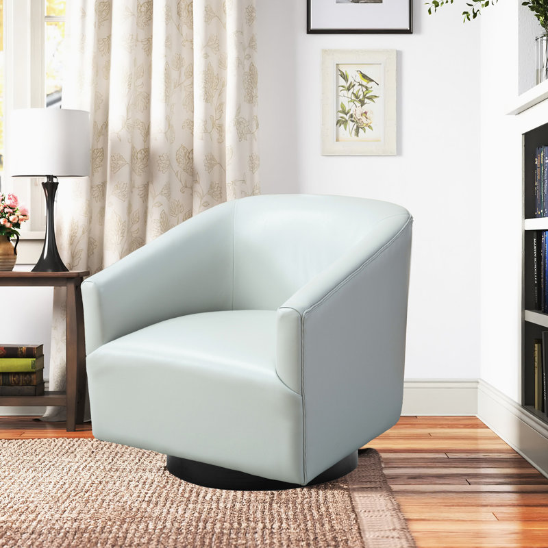 Fauteuil pivotant en bois gris - confortable et élégant pour le salon, revêtement en similicuir, structure en contreplaqué de bois franc, aucune couleur d'assemblage requise