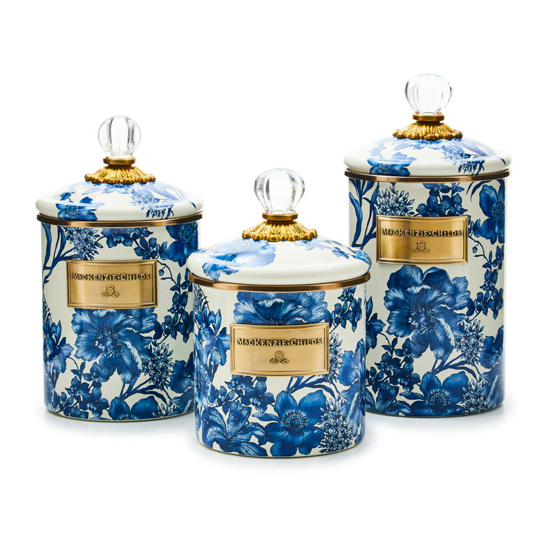 Rosy English Garden Small Canister, Blue/White, 38