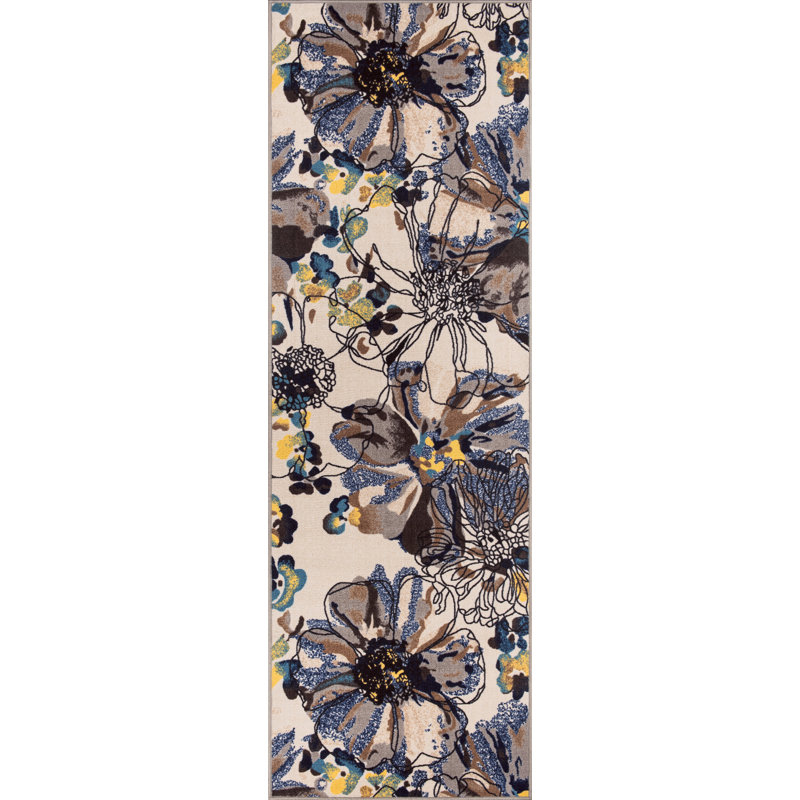 Tapis ivoire / crème Dichiera, Tapis de couloir 2 pi 7 po x 6 pi