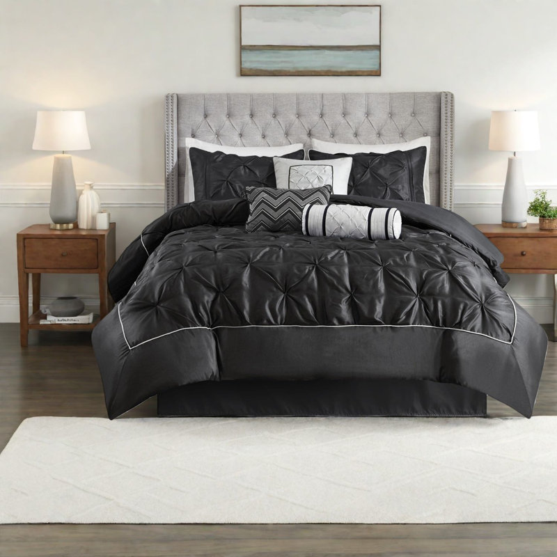 Piece King Polyester Bedding Sets, Tufted Modern Style For Home