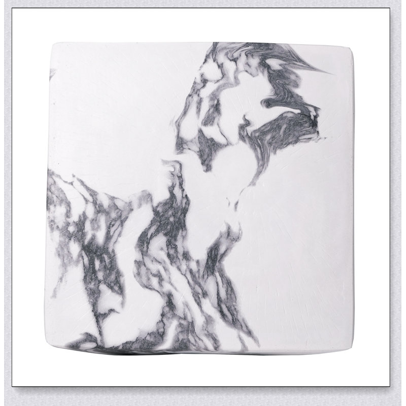 Table d'appoint H 18,5 po MGO, Blanc / marbre, Blanc, Marbre