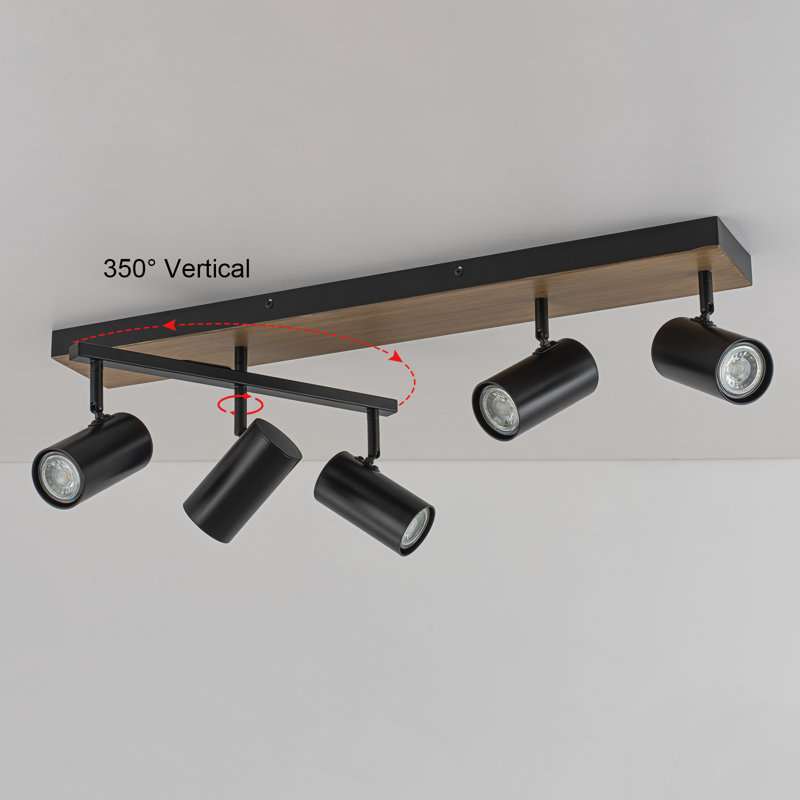5-Light Ceiling Track Spotlight with Rotatable Arms & Adjustable Heads