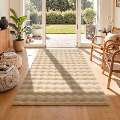 Non-Slip Bubble Shag Faux Rabbit Fur Area Rug