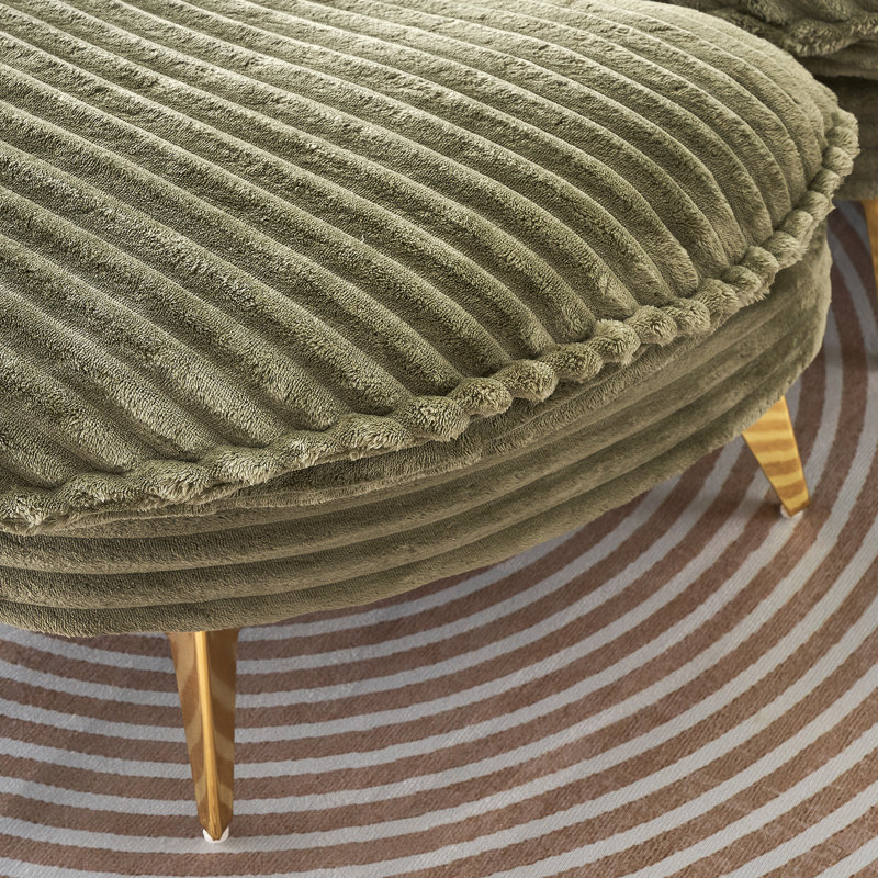 Oversized Reading Chair Upholstered Chaise Lounge Chair Barrel Chair with Ottoman, Green Corduroy