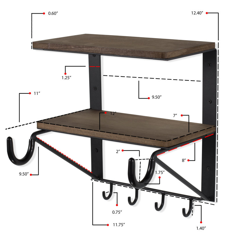 Wall Mounted Multi-Use Bike Rack, Walnut