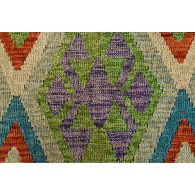 Tapis unique orange, gris et jaune de 4 pi 2 po x 5 pi 6 po