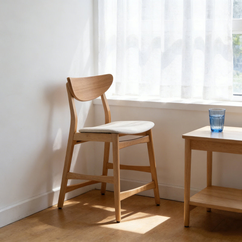 Ensemble de 2 chaises avec repose-pieds et pieds robustes, Naturel, Beige clair