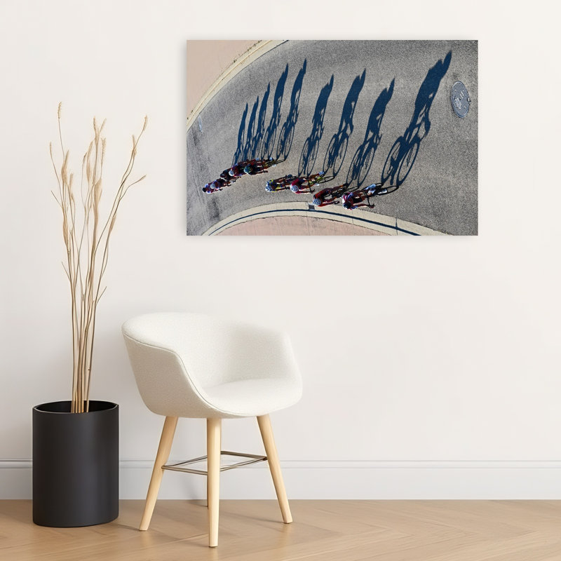 «Sunny Cycling Shadows Abstract Geometric Contemporary Landscape Nature», reproduction d'art murale, 24" H x 36" W