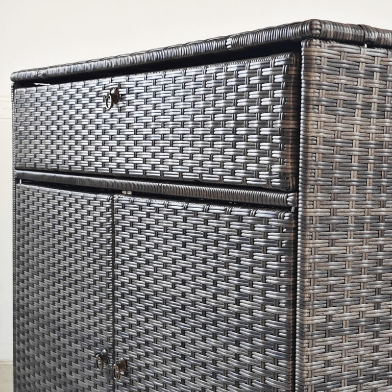 Pool Storage Cabinet & Outdoor Towel Rack - Hot Tub Accessories Freestanding Pe With Drawer Gray Deck Accessory Box For Bathroom