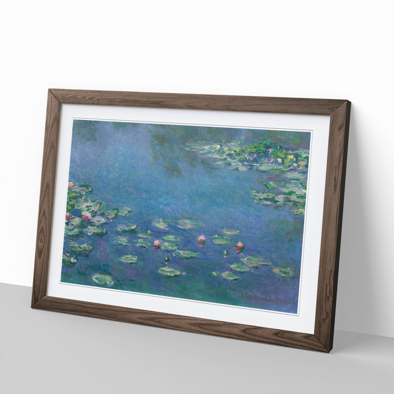 Water Lilies Lily Pond Vol.24 by Claude Monet - Picture Frame Painting, 36cm H x 48cm W x 2cm D, Walnut