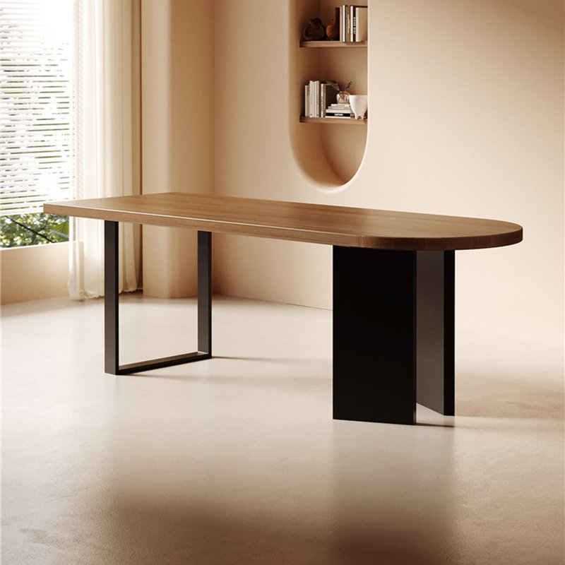 Bureau rectangulaire en bois massif noyer, H 29,53 po x L 86,61 po x l 31,5 po