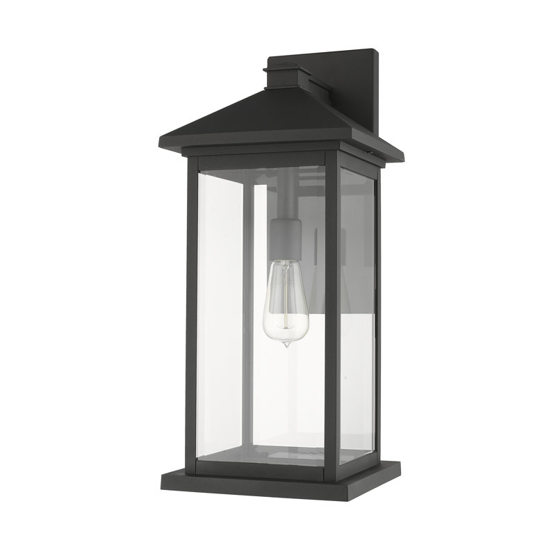 Lanterne murale d'extérieur 1 lumière Lovette, Noir, H 22 po x l 9,5 po x P 10,75 po, Verre biseauté transparent