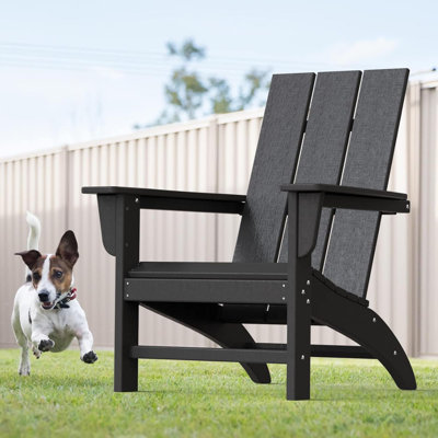 Chaise moderne Adirondack à texture de bois, chaises de patio en bois d'œuvre, chaises d'extérieur pré-assemblées et résistantes aux intempéries pour piscine, terrasse, jardin, foyer,
