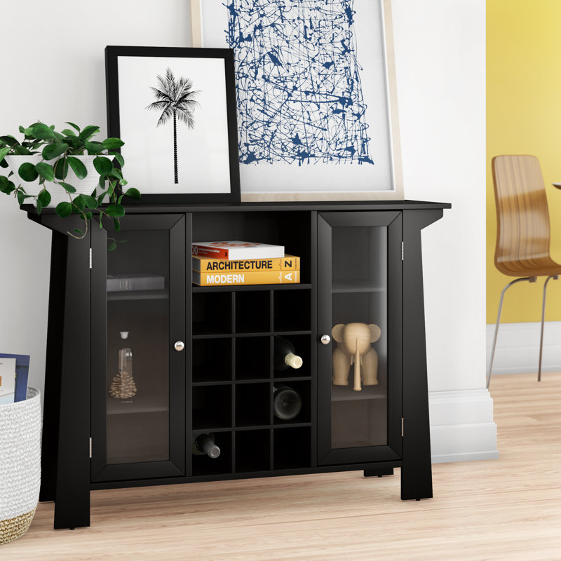 Firat Metal Console Table 12 Bottle Wine Rack, Liquor Bar Cabinet with Glass Holder, Sofa Table with Storage Shelves for Bar, Buffet, Living Room