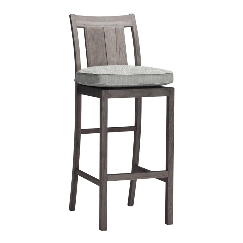 Tabouret de comptoir 24 po Croquet, Welt, Sunbrella® argent Verona, Teck huître