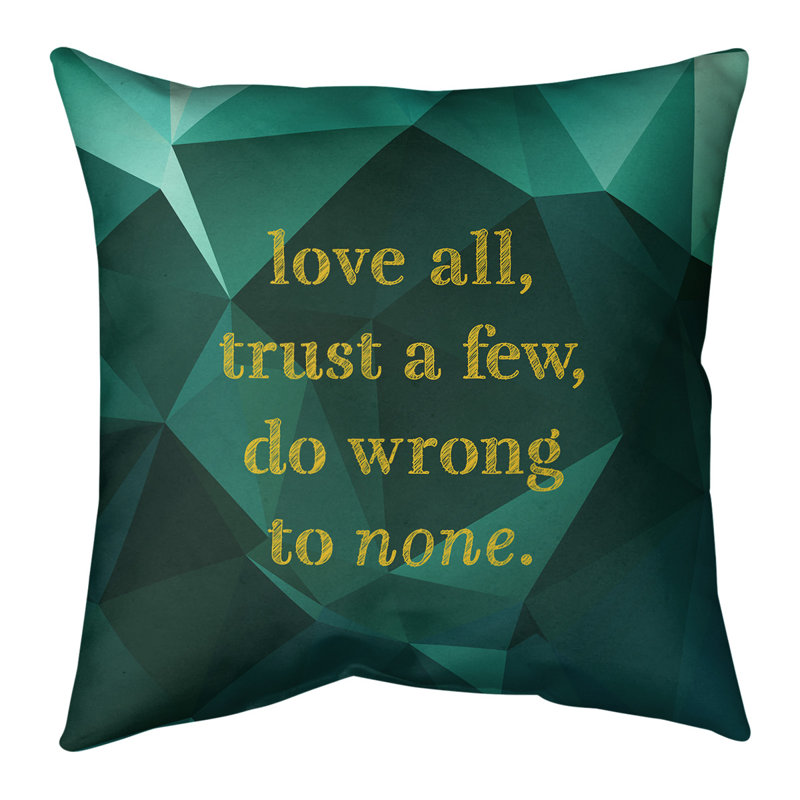 Coussin intérieur / extérieur Do No Wrong, 18 po x 18 po, Émeraude et or