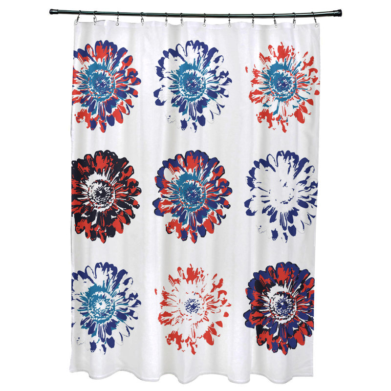 Rideau de douche simple à motif floral Caillo, Multicolore