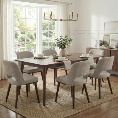 Upholstered Faux Leather Side Dining Chair With Solid Wood Legs(Set Of 6)