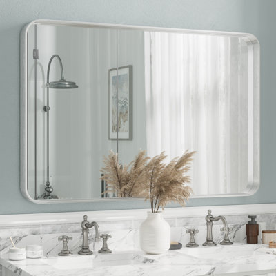 Aevar Tempered Glass and Aluminum Alloy Framed French Cleat Mounted Wall Mirror