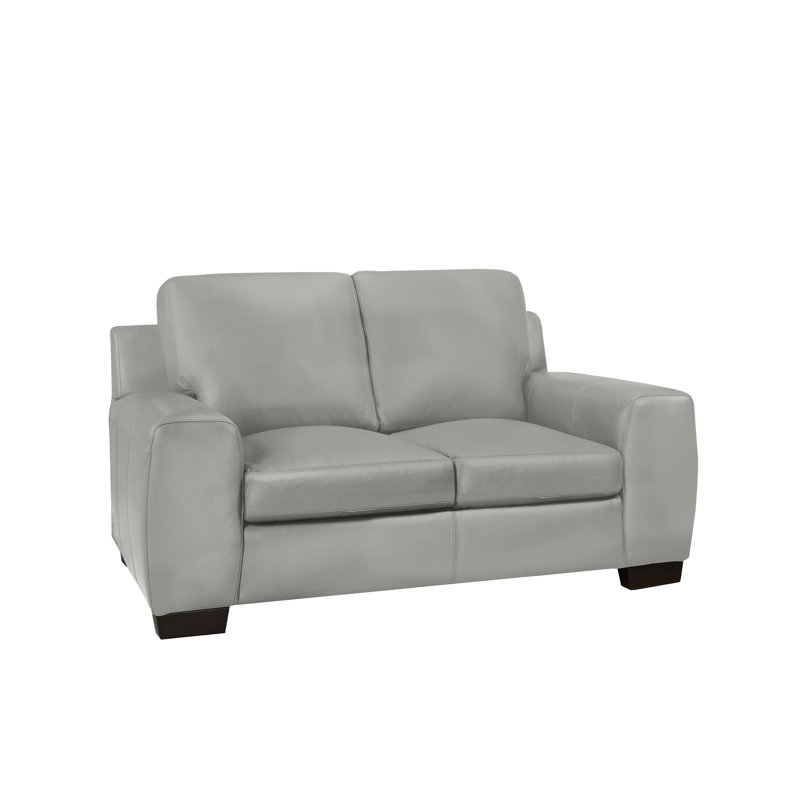 Causeuse Lynsey, Cuir gris nuage, 36" H x 64" W x 37" D