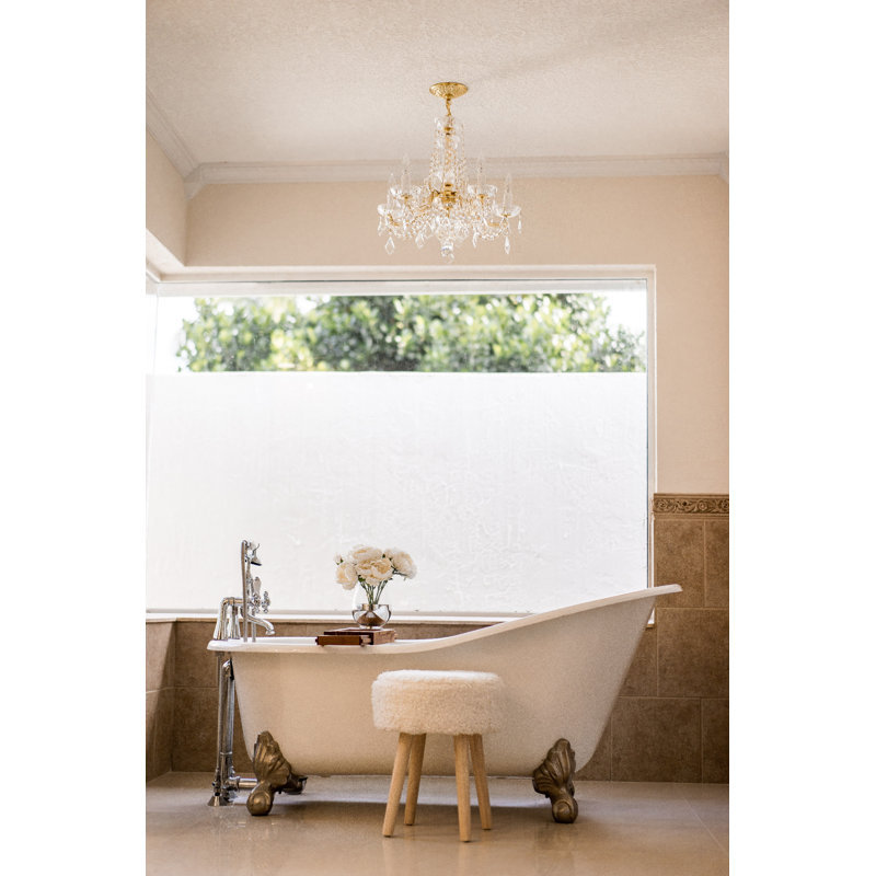 Wehr 5 - Light Glass Dimmable Chandelier, Majestic Wood Polished/Gold