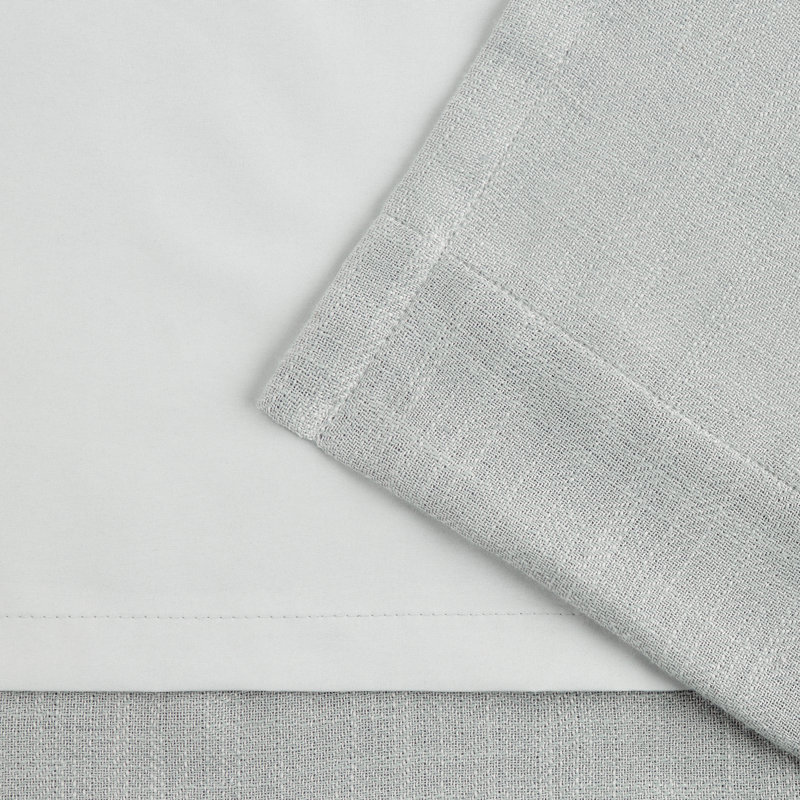 Lauren Ralph Lauren Linen Herringbone 100% Blackout with Lining Back Tab/Rod Pocket Curtain Panel, Gray, 52" W x 84" L
