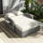 PE Wicker Rattan Double Chaise Lounge In White｜2-Person Reclining Daybed ｜Adjustable Back And Cushions｜Loveseat Arm Sofa｜Free Furniture Protection Cover-1596618760
