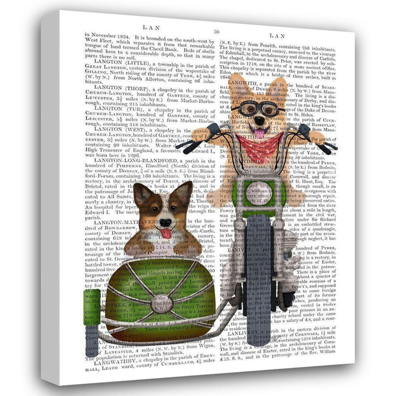 Art sur toile tendue Trinx Fab Funky Gallery: Corgi Chopper and Sidecar