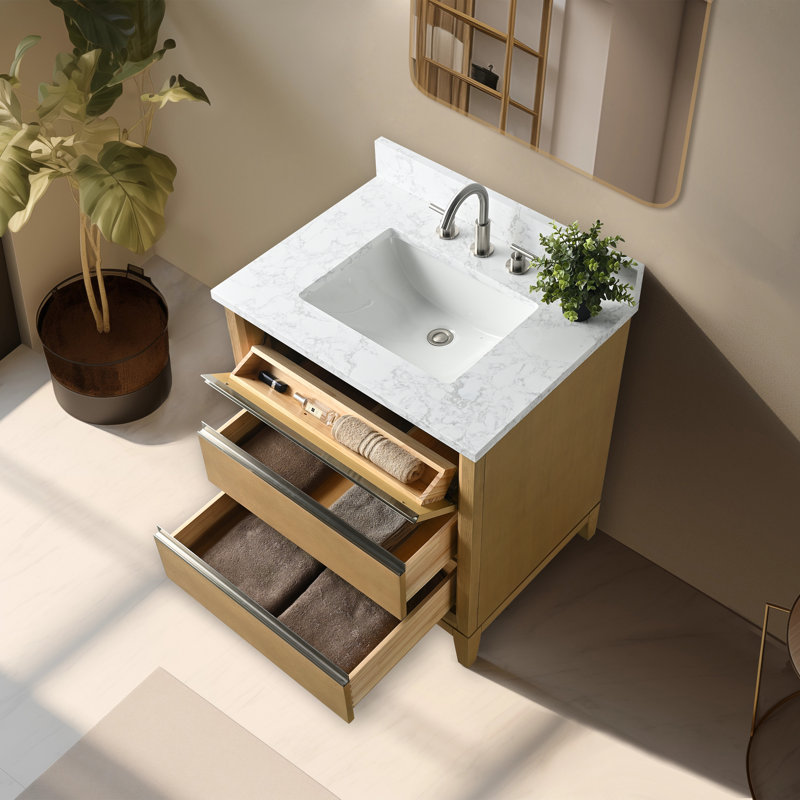 Meuble-lavabo simple 30 po avec comptoir, Chêne naturel, 30"