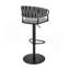 Tabouret de bar ou de comptoir pivotant réglable en métal noir avec tissu gris et similicuir