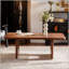 Table basse moderne en bois minimaliste moderne avec pieds en forme de U, finition noyer pour le salon et le bureau personnel