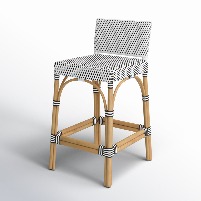 Tabouret de bar 24,5 po Estella, Blanc / pois noirs, Tabouret de comptoir (siège d'une hauteur de 24 p