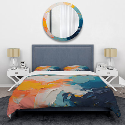 Blue And Orange Paint Abstract Expression 4 - Abstract Painting Duvet Cover Set