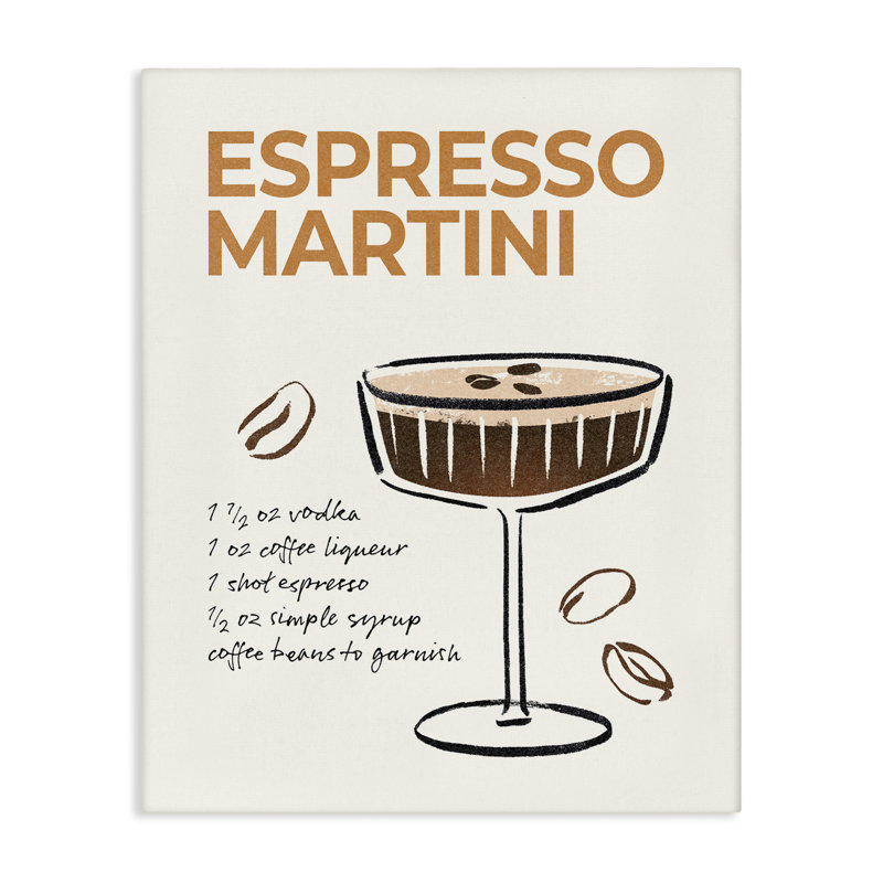 Art mural sur toile Espresso Martini Recipe par Victoria Barnes, H 48 po x l 36 po