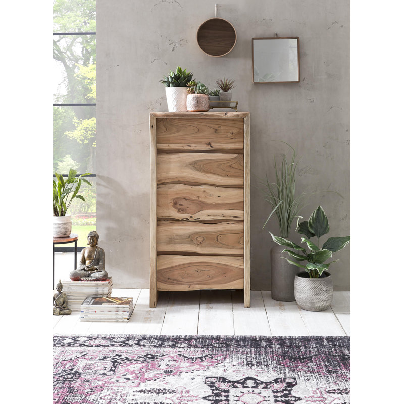 Platon Solid Wood 60cm W 5 - Drawer Chest of Drawers